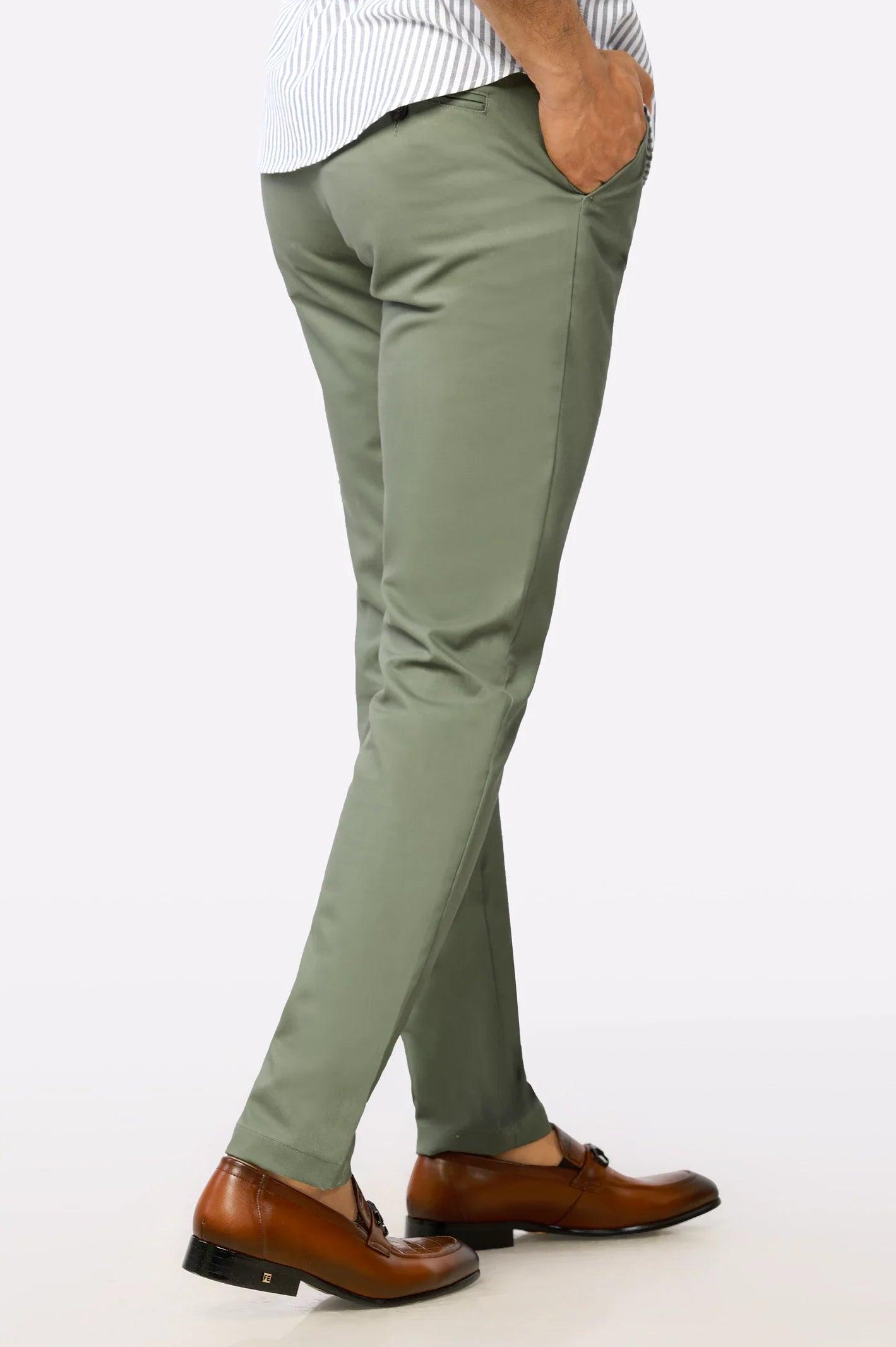 Premium Light Green Cotton Chinos Pant WEARTOWEAR