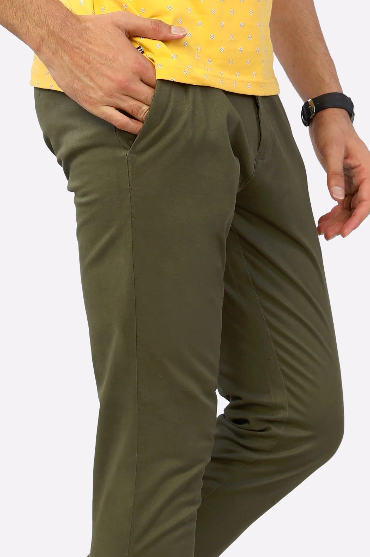 Premium Olive Green Cotton Chinos Pant WEARTOWEAR