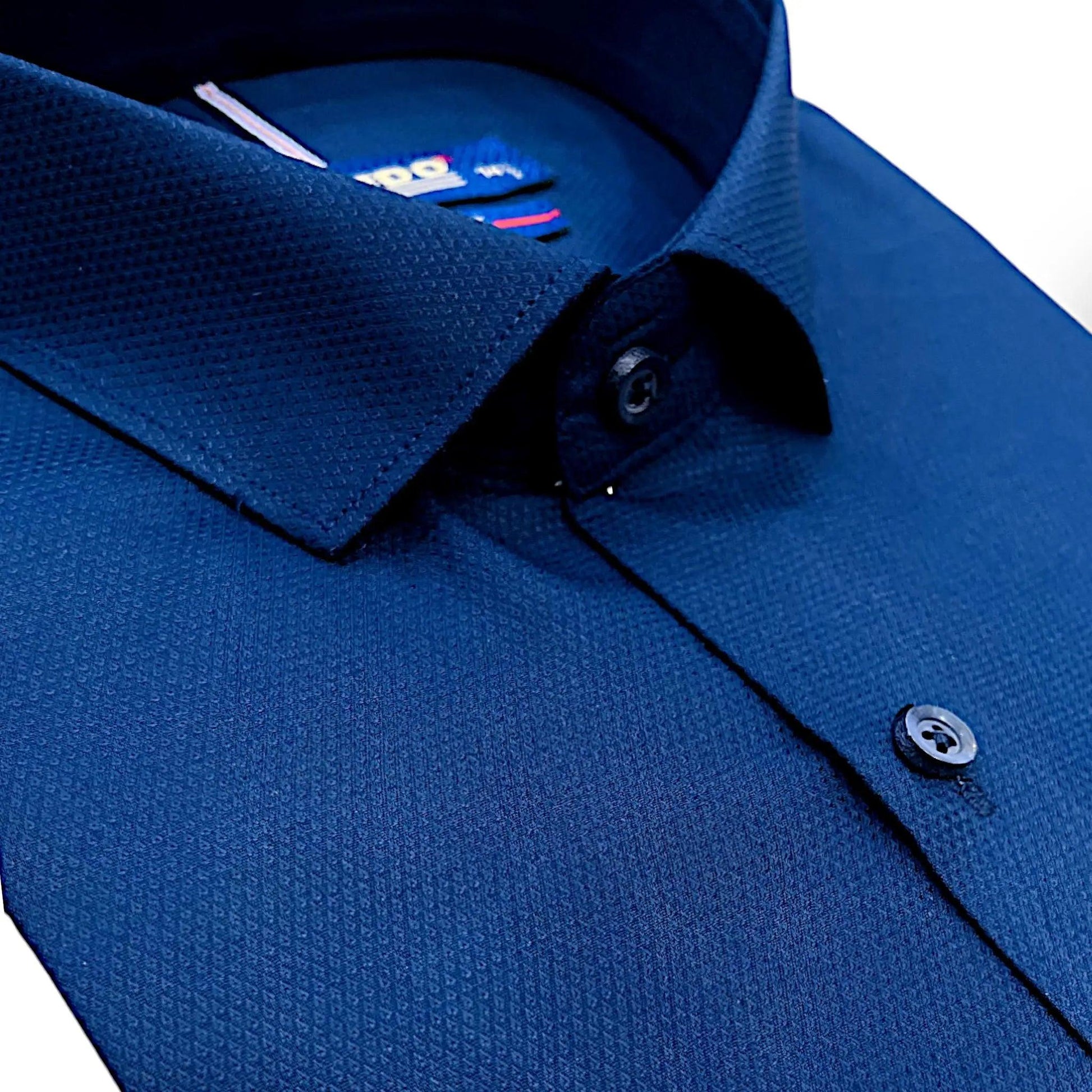  Blue Textured Formal Shirt