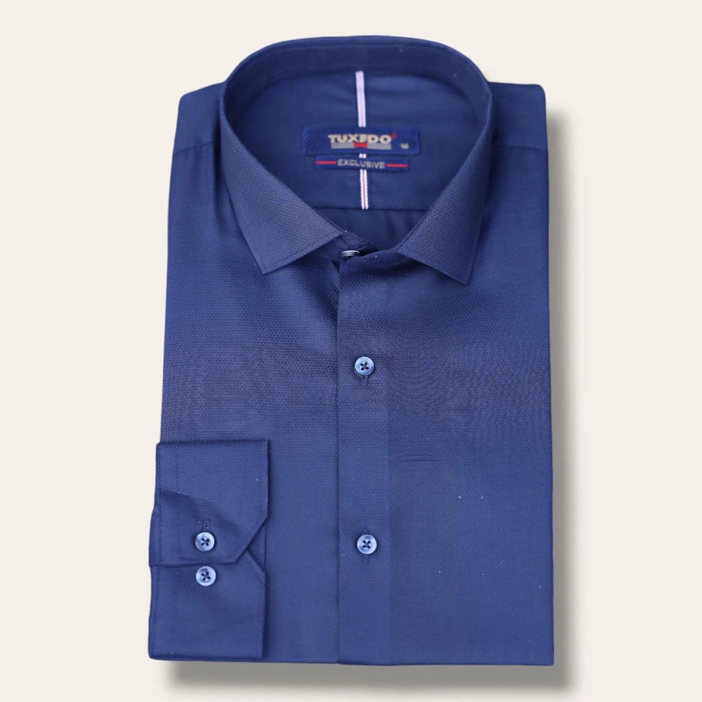 Navy Blue Textured Formal Shirt My Store