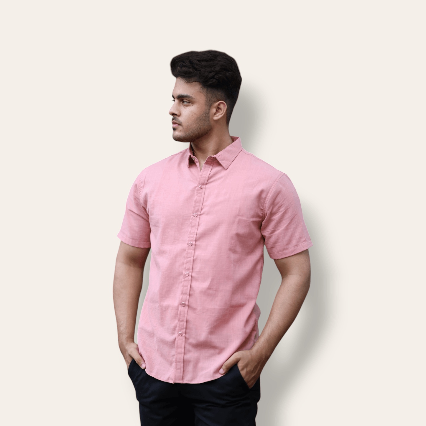 Pink Casual Shirt Half Sleeve WEARTOWEAR