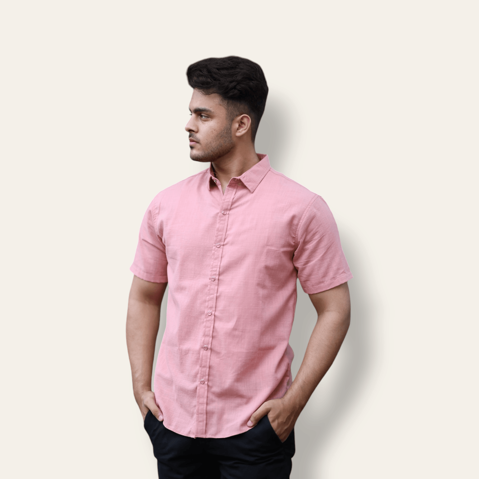 Pink Casual Shirt Half Sleeve WEARTOWEAR